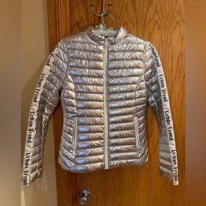 Urban Trend Silver Metallic Puffer Jacket